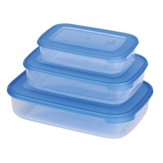 Σετ 3 φαγητοδοχεία πλαστικά ορθογώνια 900/1880/3000ml