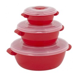 Σετ 3 φαγητοδοχεία με καπάκι στρόγγυλα 300ml-900ml-2000ml