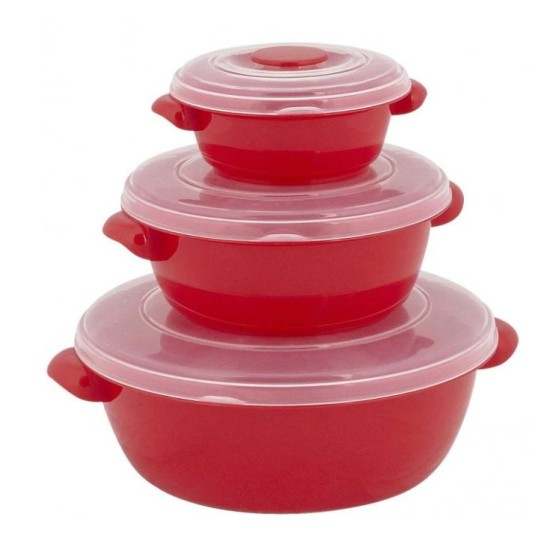 Σετ 3 φαγητοδοχεία με καπάκι στρόγγυλα 300ml-900ml-2000ml