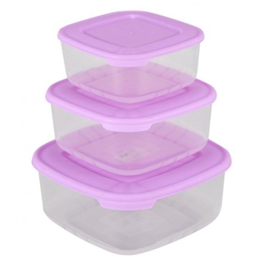 Σετ 3 φαγητοδοχεία πλαστικά τετράγωνα 950/1500/2500ml