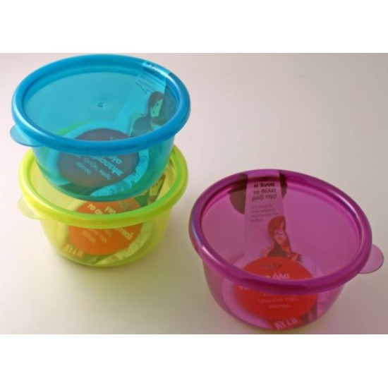 Φαγητοδοχείο πλαστικό στρόγγυλο χρωματιστό 250ml