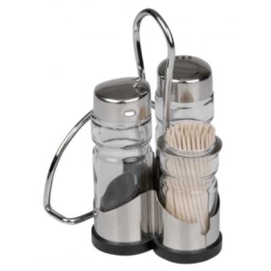 Σετ αλατοπίπερο 4 θέσεων ανοξείδωτο