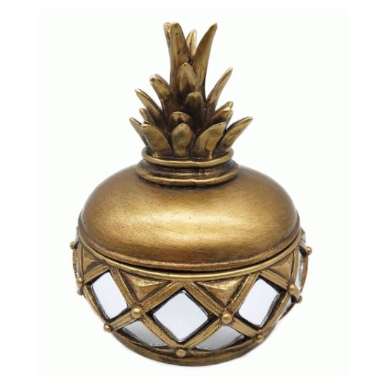 Διακοσμητικός ανανάς polyresin χρυσό με καθρέπτη 14,5x14,5x7εκ.