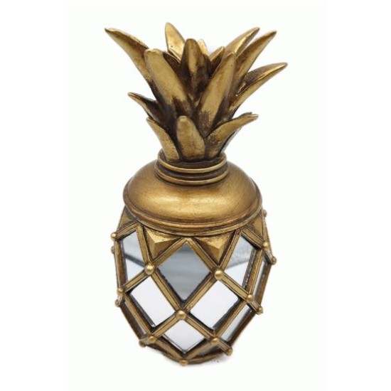 Διακοσμητικός ανανάς polyresin χρυσό με καθρέπτη 11x11x23εκ.