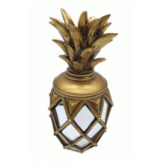 Διακοσμητικός ανανάς polyresin χρυσό με καθρέπτη 12,5x12,5x27,3εκ.