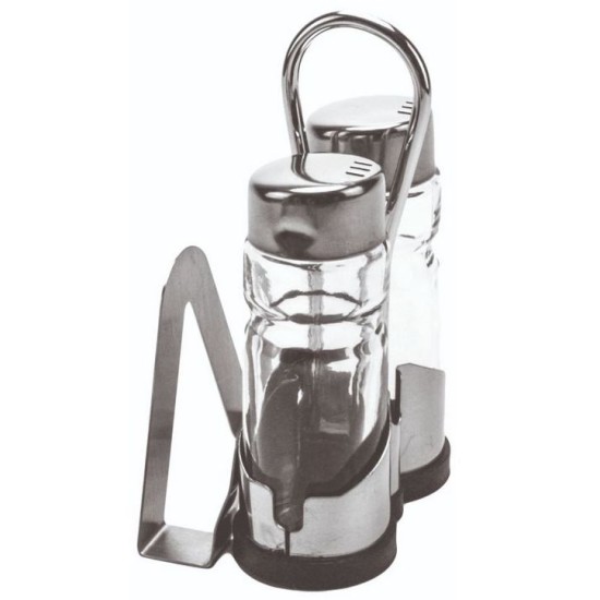 Σετ αλατοπίπερο 3 θέσεων ανοξείδωτο 8x5,5x12,5εκ.