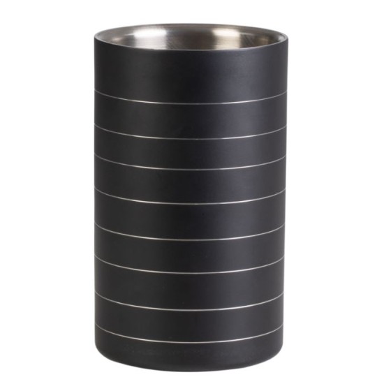 Σαμπανιέρα ισοθερμική ανοξείδωτη με ραβδώσεις μαύρη 10,5x19,5εκ.