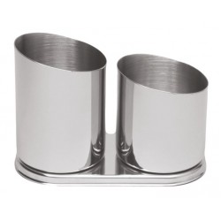 Θήκη για καλαμάκια ανοξείδωτη 2 θέσεων 8x10,8εκ.