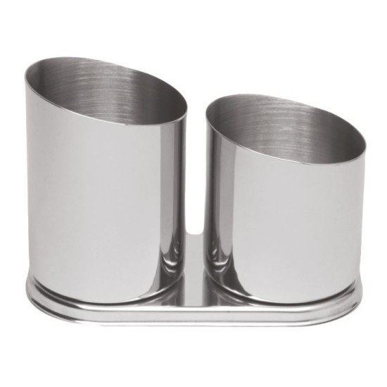 Θήκη για καλαμάκια ανοξείδωτη 2 θέσεων 8x10,8εκ.