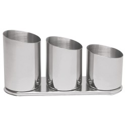 Θήκη για καλαμάκια ανοξείδωτη 3 θέσεων 7x11,5εκ.