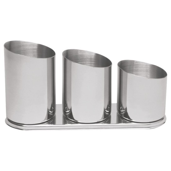 Θήκη για καλαμάκια ανοξείδωτη 3 θέσεων 7x11,5εκ.