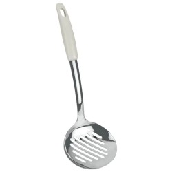 Κουτάλα τρυπητή ανοξείδωτη με πλαστική άσπρη λαβή LAGUNA