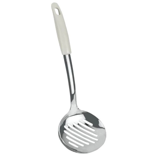 Κουτάλα τρυπητή ανοξείδωτη με πλαστική άσπρη λαβή LAGUNA