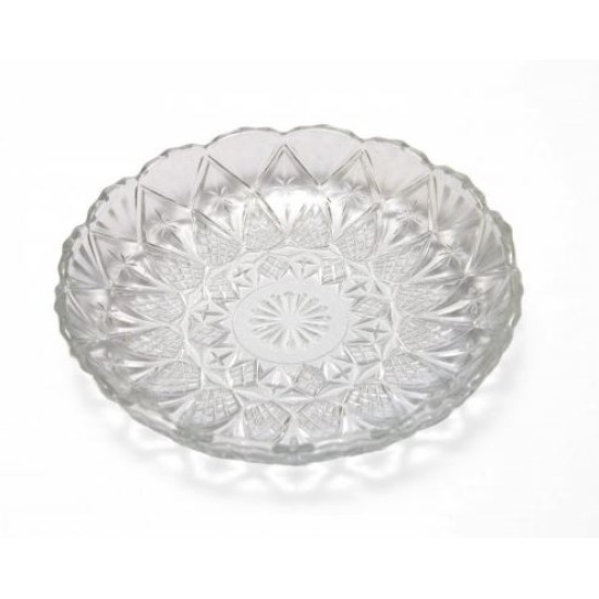 Σετ 6 πιάτα γλυκού γυάλινα με σκάλισμα 13εκ.