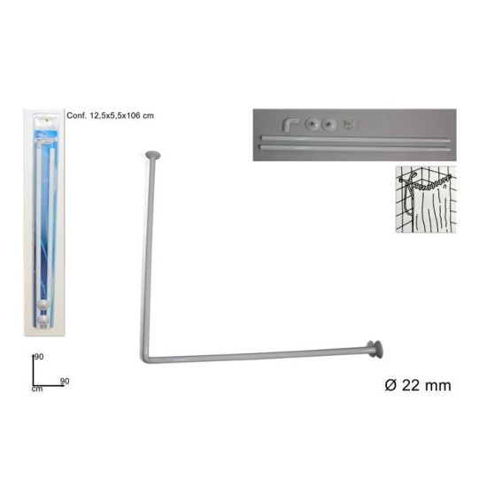 Σωλήνας μπάνιου μεταλλικός  γωνία 90x90εκ.