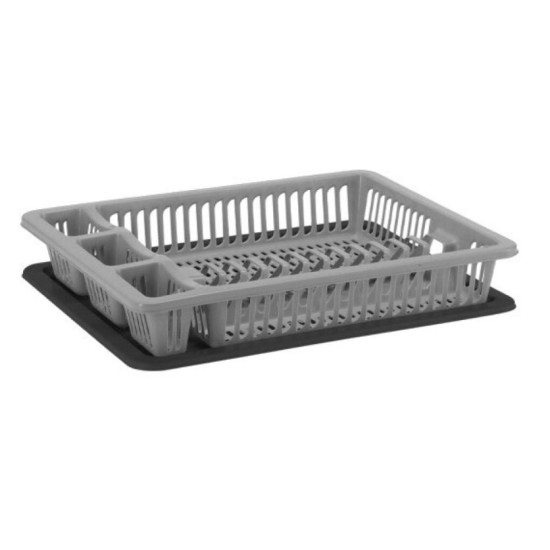 Πιατοθήκη με δίσκο πλαστική γκρι/μαύρο 41x26,5εκ.