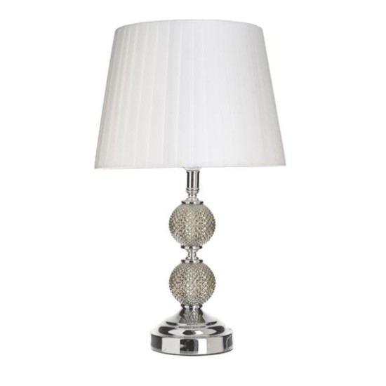 Φωτιστικό επιτραπέζιο μέταλλο/γυαλί ασημί/λευκό 28x47εκ.