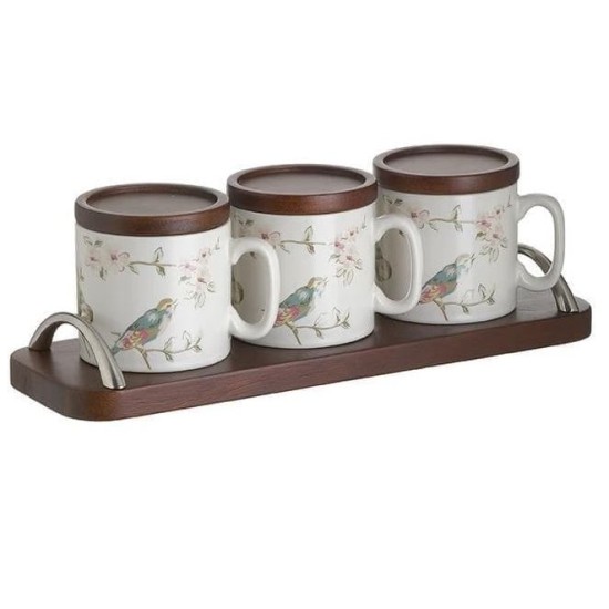 Σετ 6 φλυτζάνια καφέ πορσελάνης με βάση ΛΟΥΛΟΥΔΙΑ 24x8x9εκ.