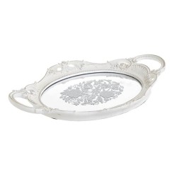 Δίσκος με καθρέφτη polyresin λευκός 39x25x5εκ.