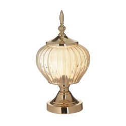 Φοντανιέρα μέταλλο/γυαλί χρυσό/μελί 17x30εκ.