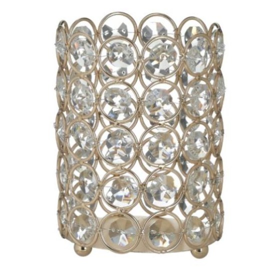 Κηροπήγιο μέταλλο/γυαλί χρυσό 9x13εκ.