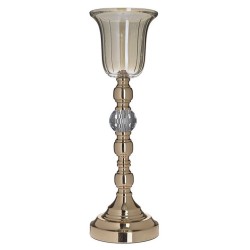 Κηροπήγιο μεταλλικό/γυάλινο χρυσό 15x49εκ.