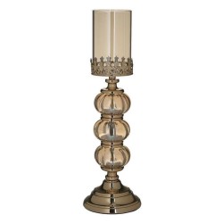 Κηροπήγιο μέταλλο/γυαλί χρυσό 12x38εκ.