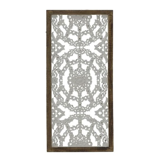 Διακοσμητικό τοίχου ξυλόγλυπτο natural/λευκό 95x3x45εκ.