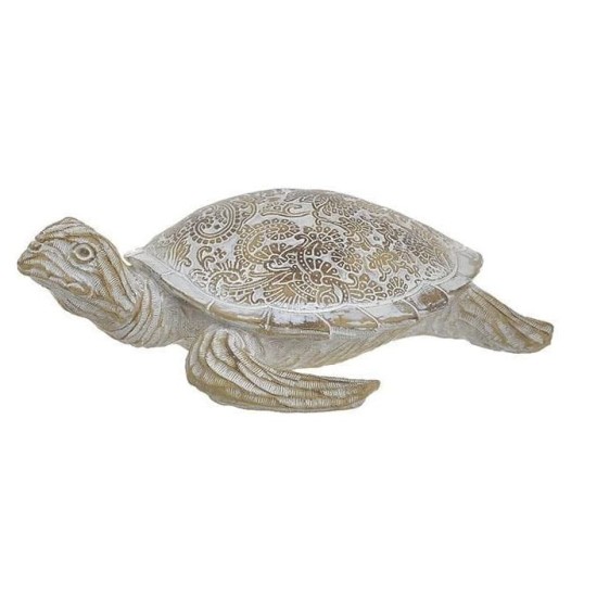 Διακοσμητική χελώνα polyresin αντικέ λευκή 23x18x8εκ.