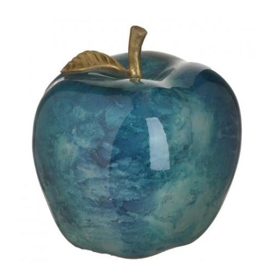 Διακοσμητικό μήλο resin τυρκουάζ/χρυσό 15x15εκ.