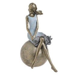 Γυναικεία φιγούρα polyresin γαλάζια/χρυσή 19x11x24εκ.