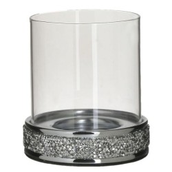 Κηροπήγιο μέταλλο/γυαλί ασημί 10x12εκ.