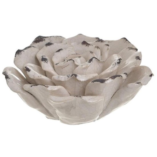 Διακοσμητικό τριαντάφυλλο κεραμικό εκρού 16x6,5εκ.