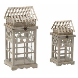 Σετ 2 φανάρια ξύλινα (26x26x56εκ./18x18x40εκ.) 