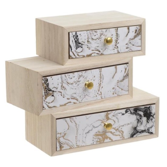 Κουτί mini συρταριέρα ξύλινο natural 23,5x12,5x20εκ.