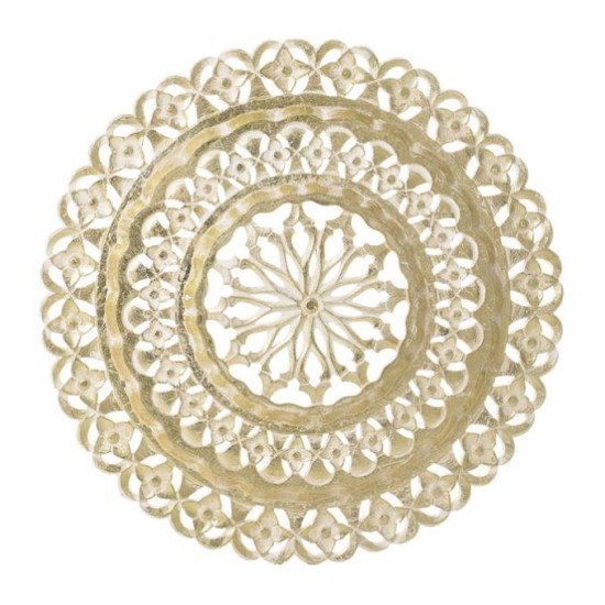 Διακοσμητικό τοίχου ξυλόγλυπτο αντικέ λευκό/χρυσό 60x6εκ.