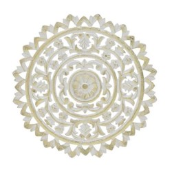 Διακοσμητικό τοίχου ξυλόγλυπτο λευκό/χρυσό 40x2εκ.