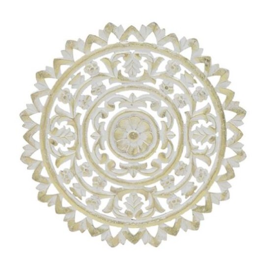 Διακοσμητικό τοίχου ξυλόγλυπτο λευκό/χρυσό 40x2εκ.