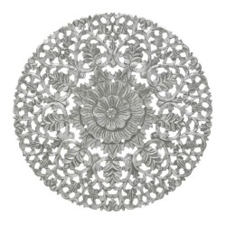 Διακοσμητικό τοίχου ξυλόγλυπτο γκρι/ασημί 90x3εκ.