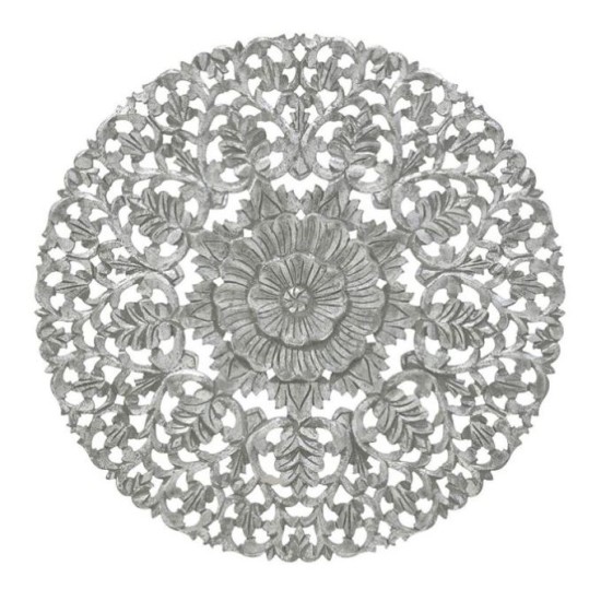 Διακοσμητικό τοίχου ξυλόγλυπτο γκρι/ασημί 90x3εκ.