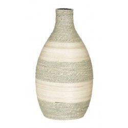 Ανθοδοχείο rattan/ψάθινο natural/λευκό 17x30εκ.