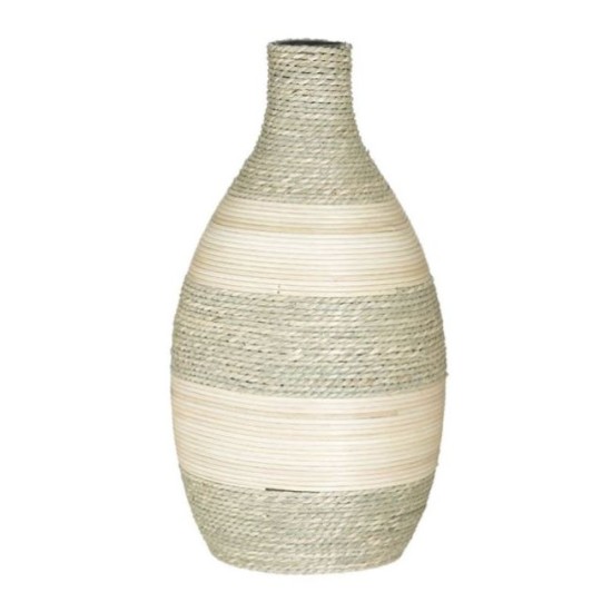 Ανθοδοχείο rattan/ψάθινο natural/λευκό 17x30εκ.