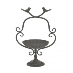 Διακοσμητική πιατέλα με πόδι μέταλλο αντικέ καφέ 24x17x35εκ.