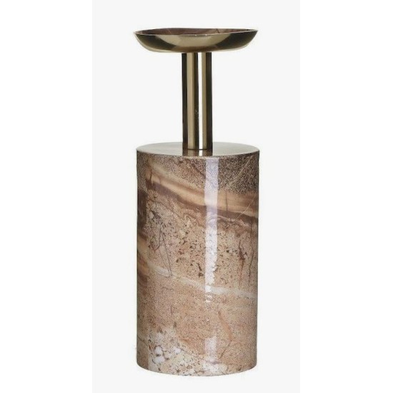 Κηροπήγιο μεταλλικό μπεζ/χρυσό 10x28εκ.