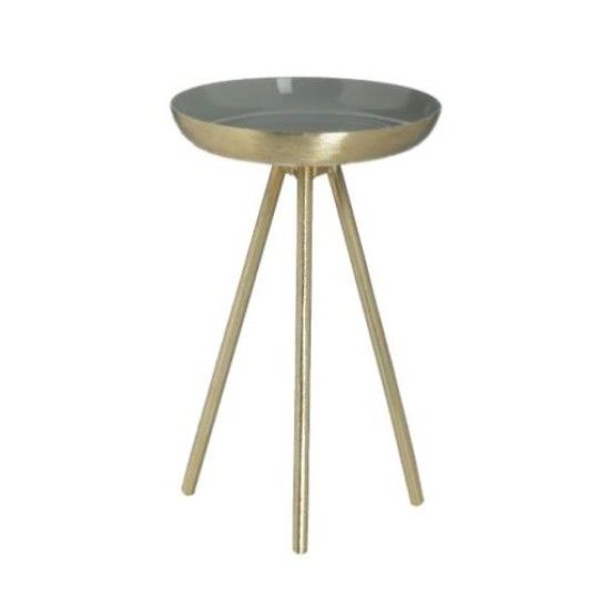 Κηροπήγιο μεταλλικό εμαγιέ γκρι/χρυσό 10x16εκ.