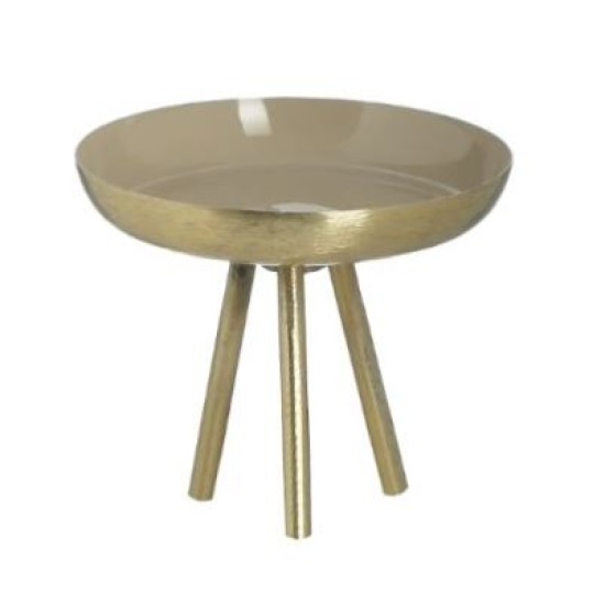 Κηροπήγιο μεταλλικό εμαγιέ μπεζ/χρυσό 10x9εκ.