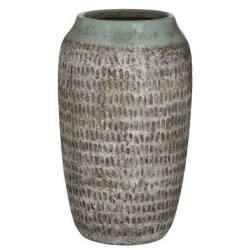 Ανθοδοχείο κεραμικό αντικέ βεραμάν/μπεζ 17x31εκ.