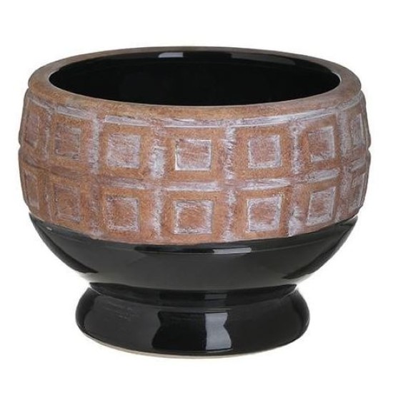 Κασπώ κεραμικό αντικέ μπεζ/μαύρο 18x14εκ.