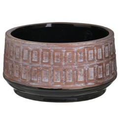 Κασπώ κεραμικό αντικέ μπεζ/μαύρο 25x14εκ.