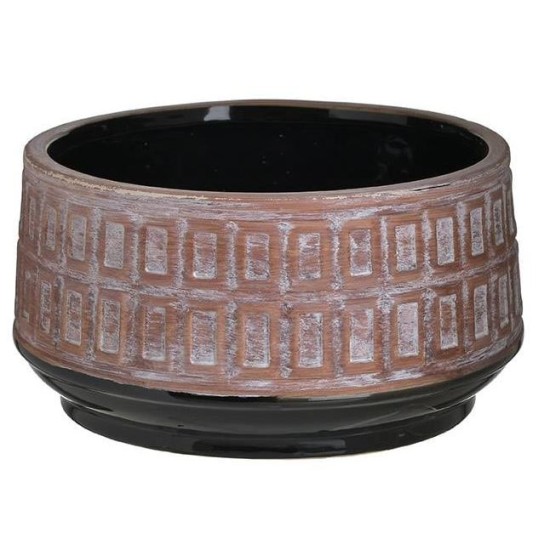 Κασπώ κεραμικό αντικέ μπεζ/μαύρο 25x14εκ.